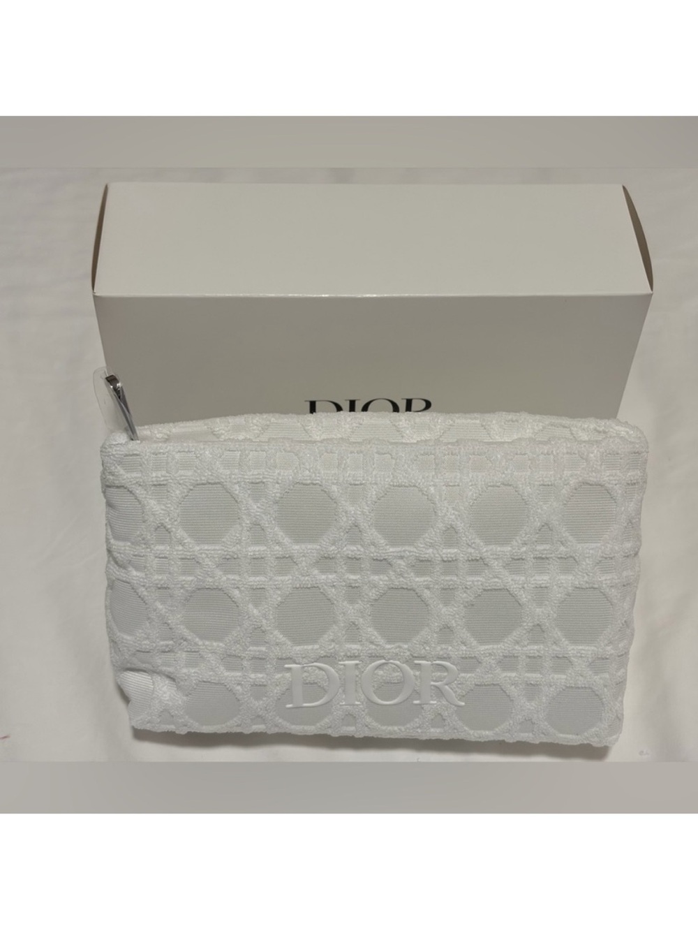 New in Box DIOR Quilter White Cosmetic Pouch Bag